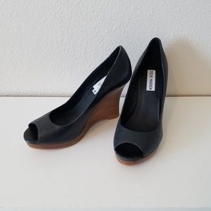 Steve Madden Black Platform Wedges